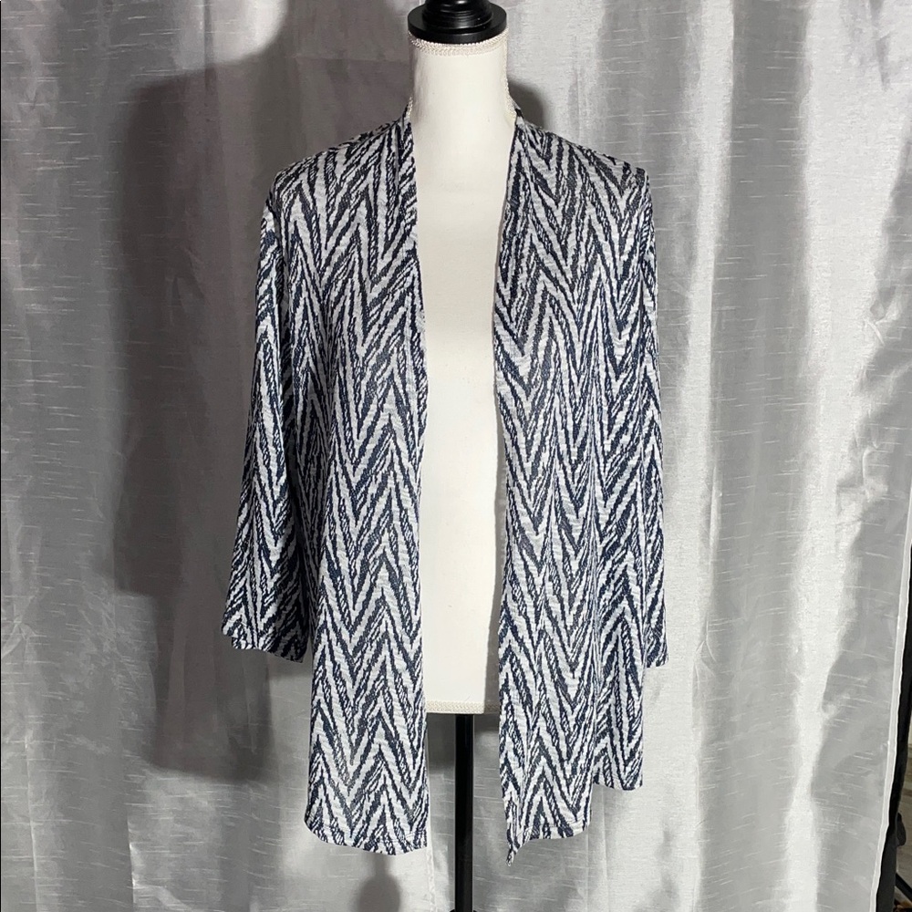 Alfred Dunner Navy and White Patterned Jacket